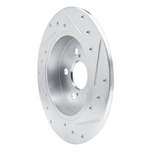 Toyota Corolla Brake Rotor (1) - Rear Left - R1 Concepts - Drilled & Slotted - Silver - `19-`25